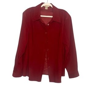 Notations Vintage Cherry Red Button Down Shirt/Shacket 1X